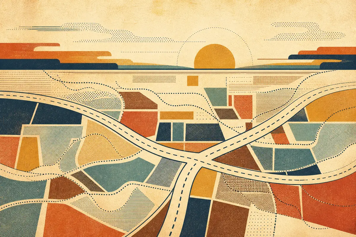 Abstract illustrated map composition for Millcreek, United States