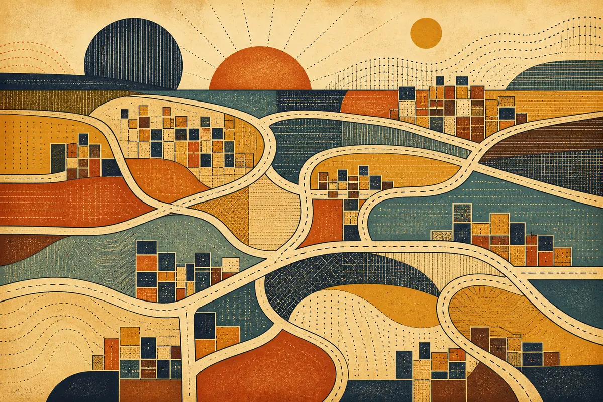 Abstract illustrated map composition for Milton, United States