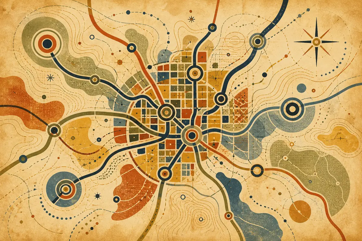 Abstract illustrated map composition for Milwaukee, United States