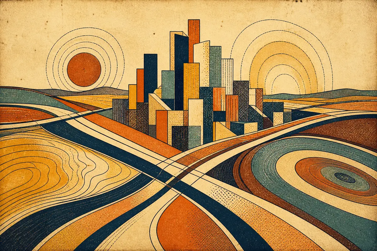 Abstract illustrated map composition for Minneapolis, United States
