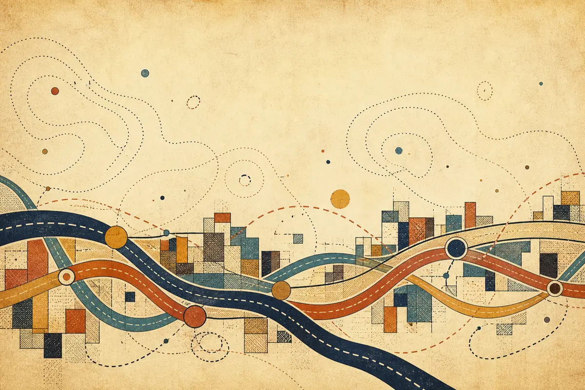 Abstract illustrated map composition for Minnetonka, United States