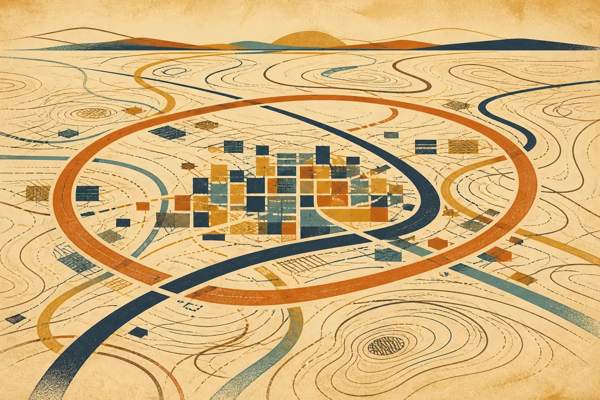 Abstract illustrated map composition for Miramar, United States