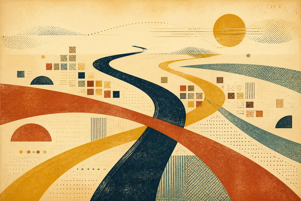 Abstract illustrated map composition for Mishawaka, United States