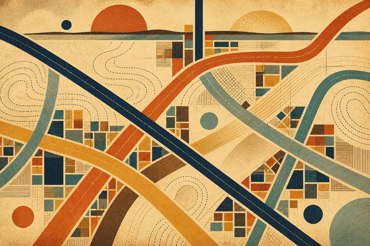 Abstract illustrated map composition for Mission Bend, United States