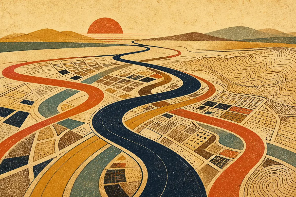 Abstract illustrated map composition for Mission Viejo, United States