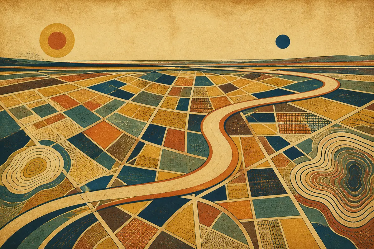 Abstract illustrated map composition for Modesto, United States