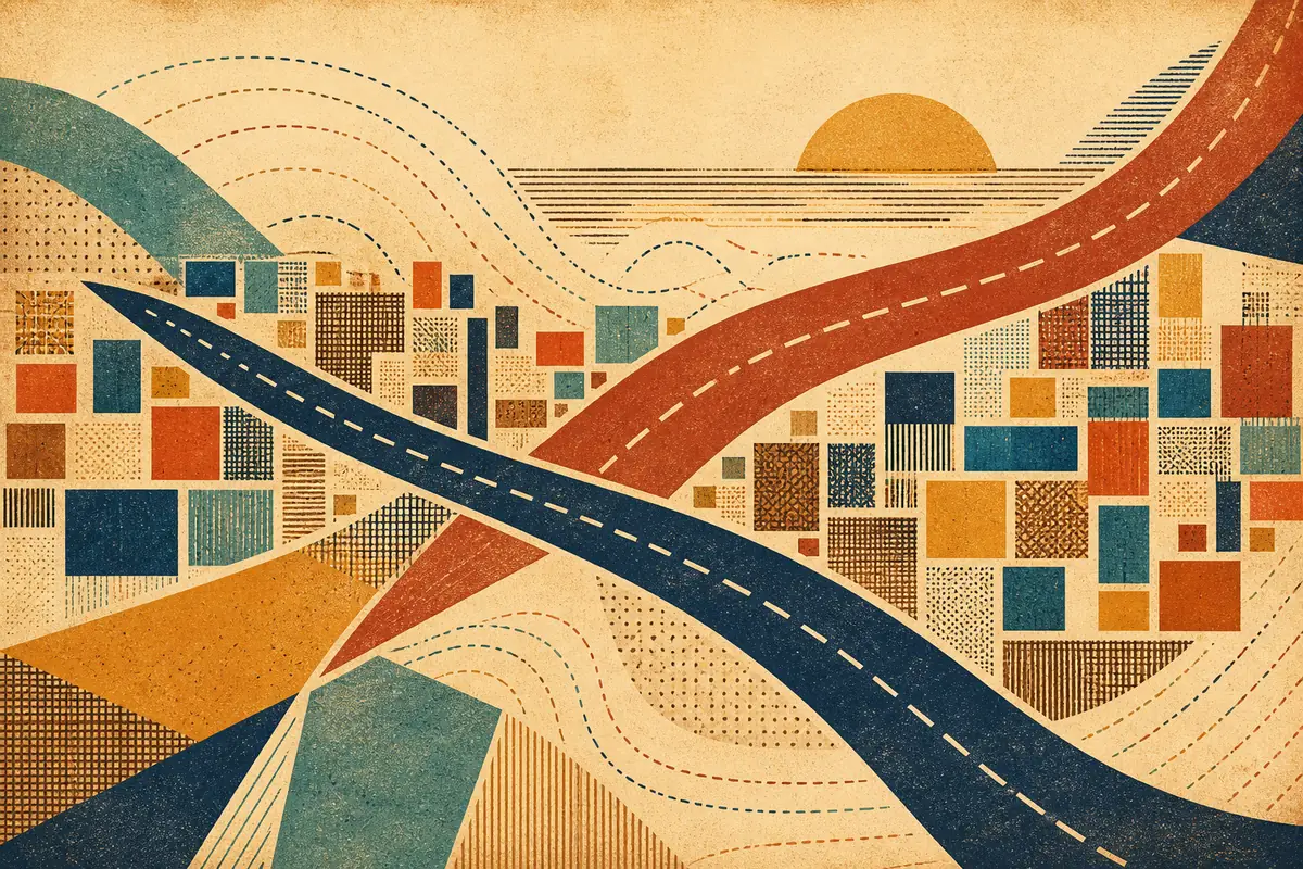Abstract illustrated map composition for Moline, United States