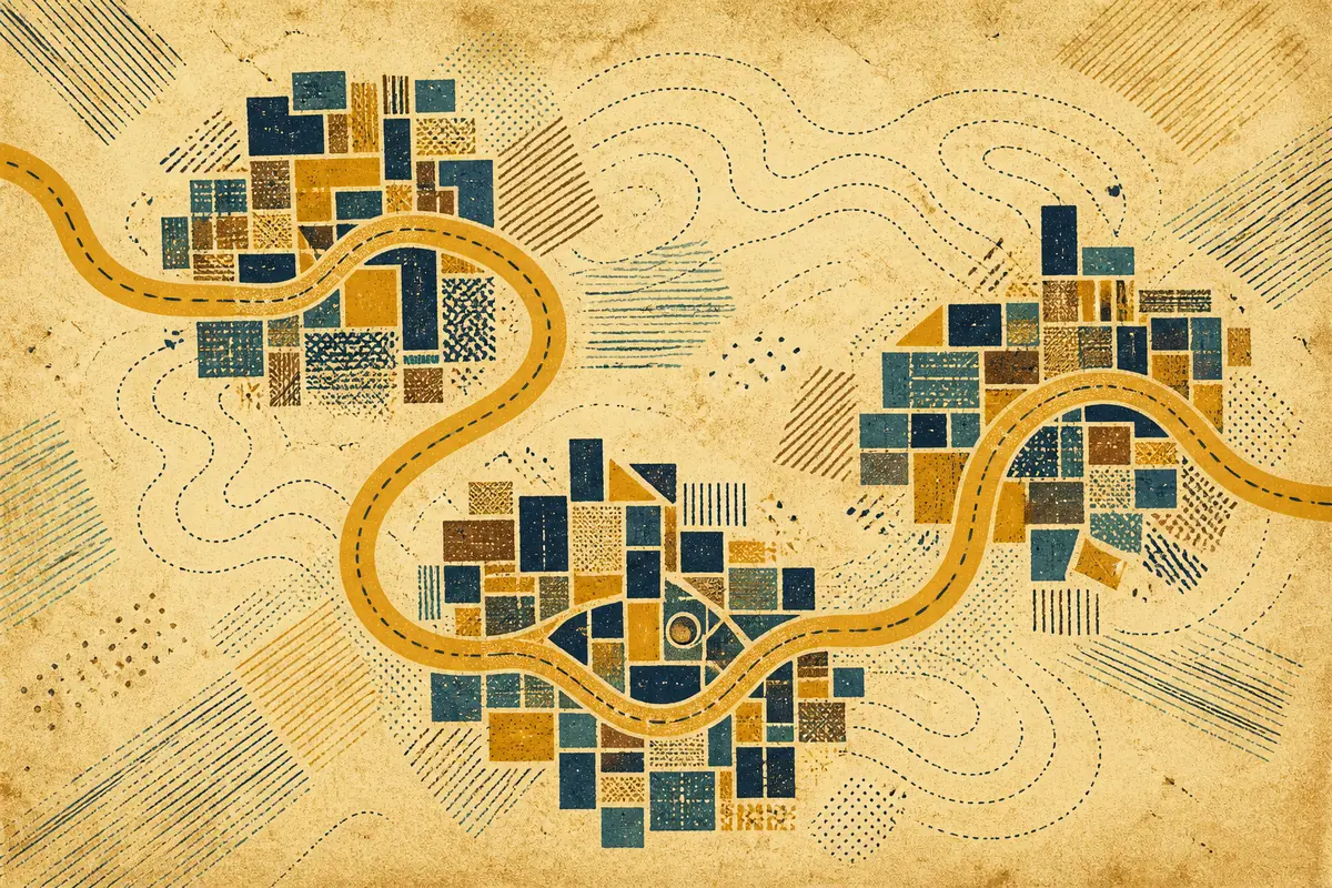 Abstract illustrated map composition for Monroe, United States