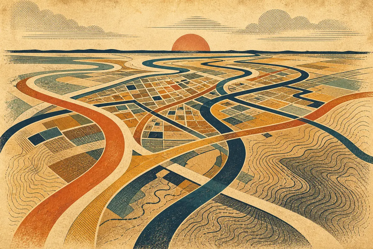 Abstract illustrated map composition for Monroe, United States