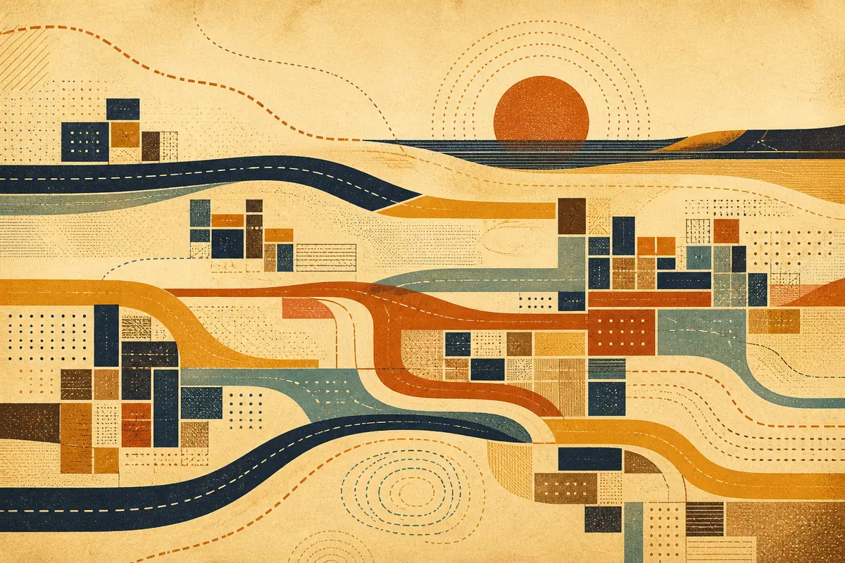 Abstract illustrated map composition for Montclair, United States