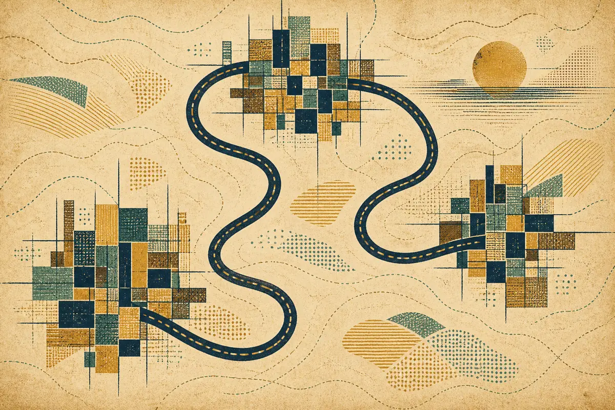 Abstract illustrated map composition for Montclair, United States