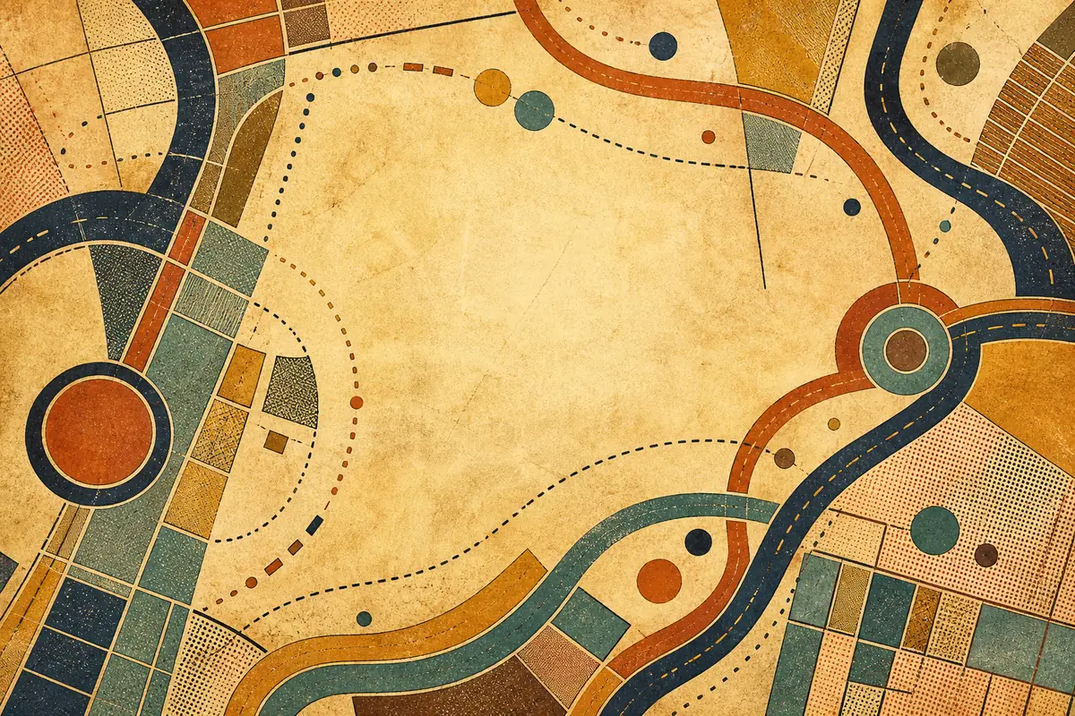 Abstract illustrated map composition for Monterey Park, United States