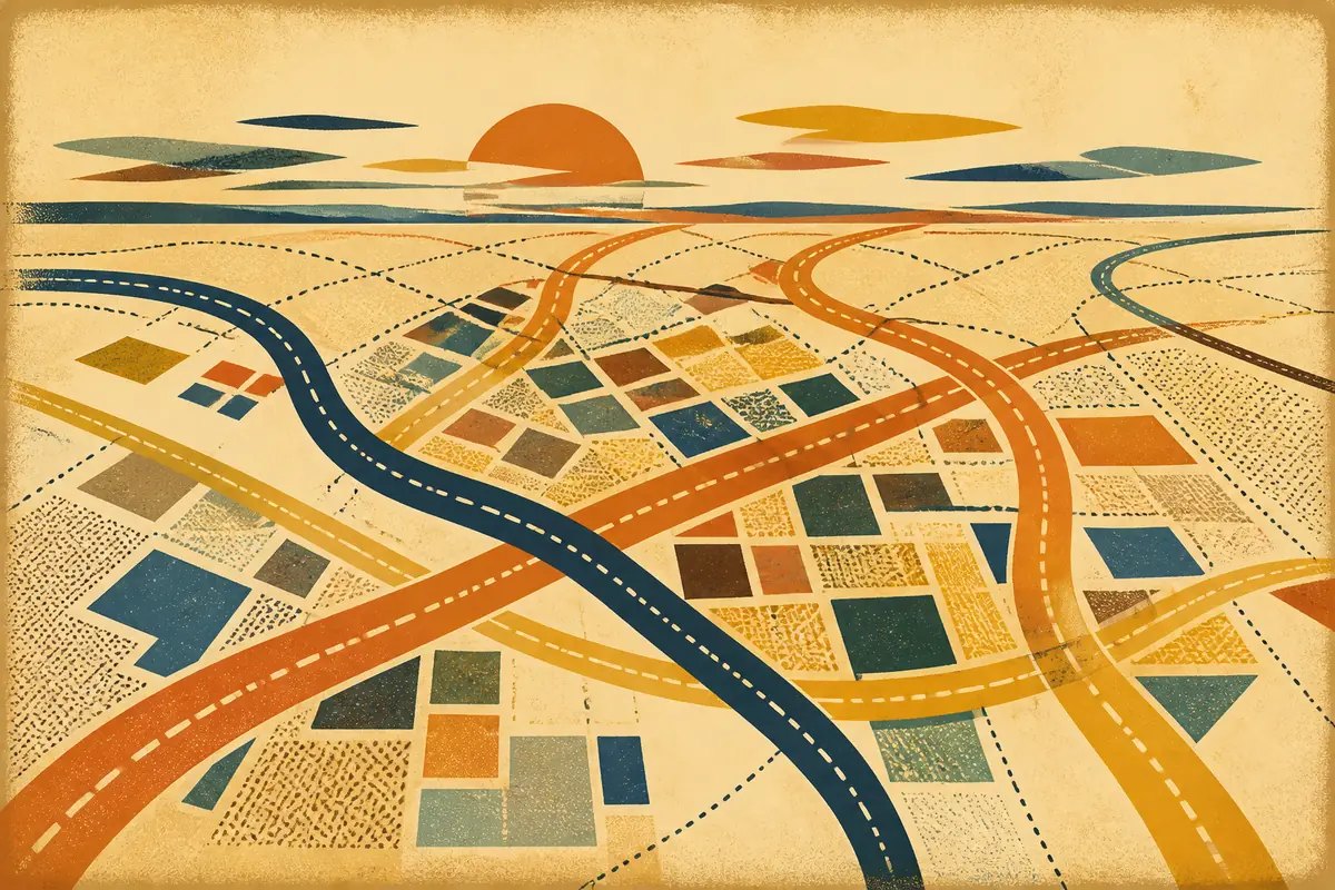 Abstract illustrated map composition for Moore, United States