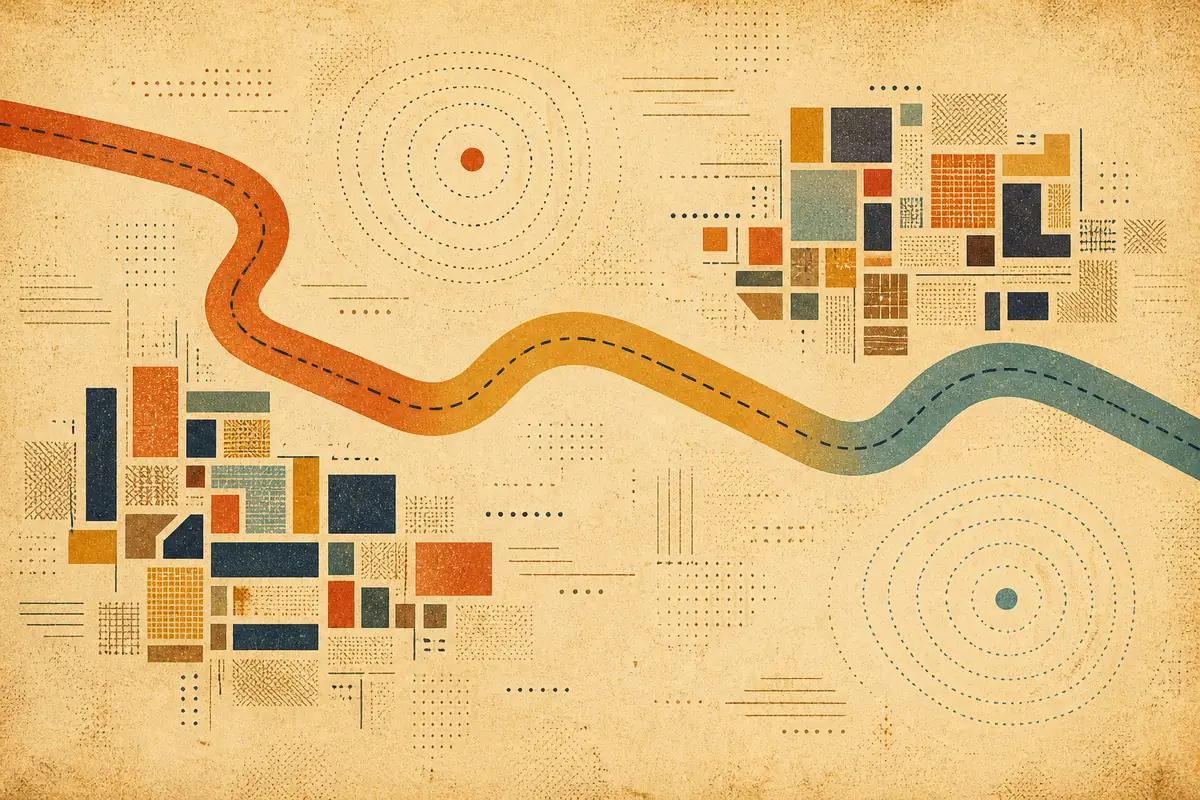 Abstract illustrated map composition for Moorhead, United States