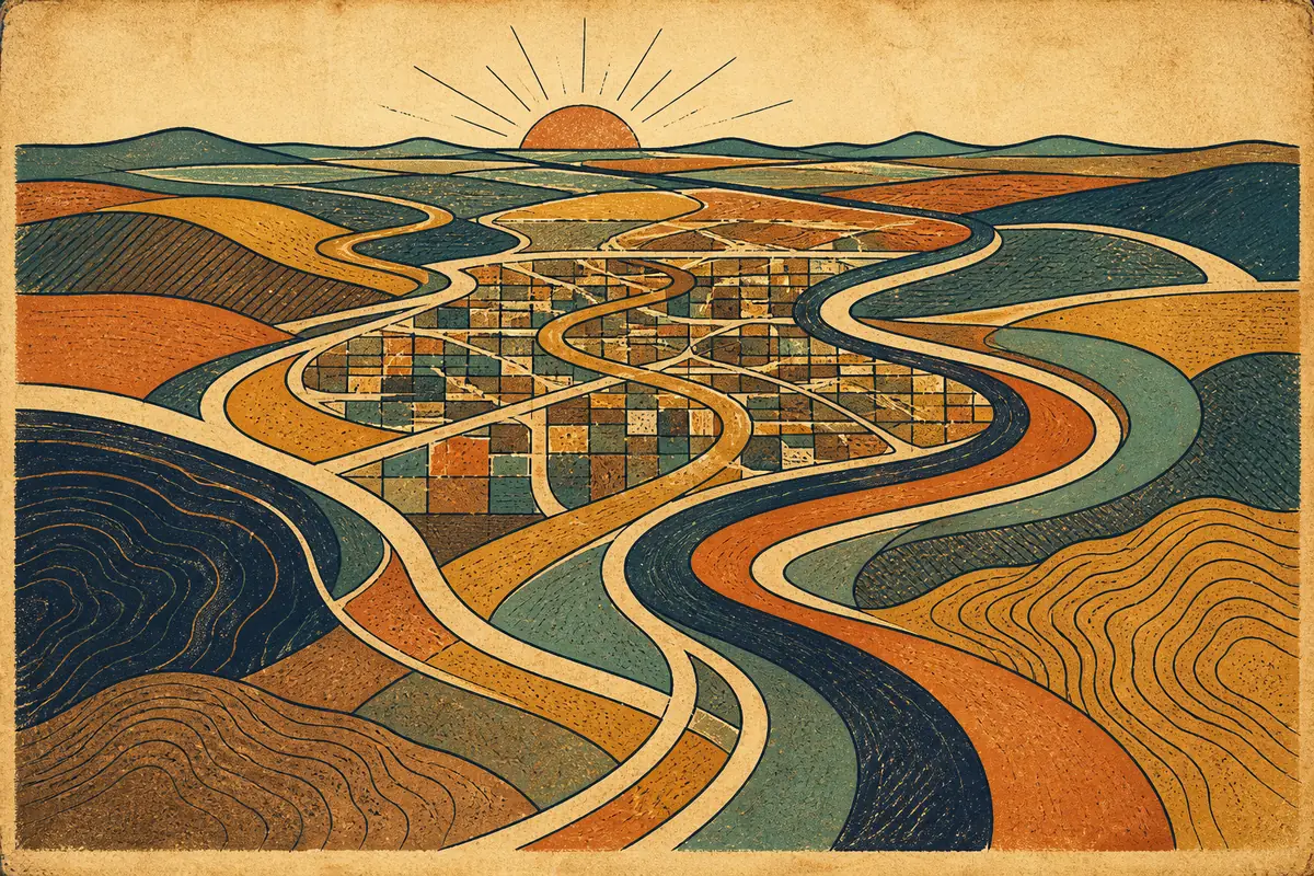 Abstract illustrated map composition for Morgantown, United States