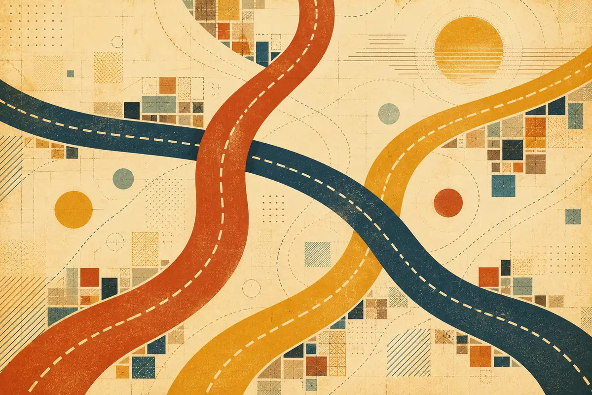 Abstract illustrated map composition for Morrisville, United States