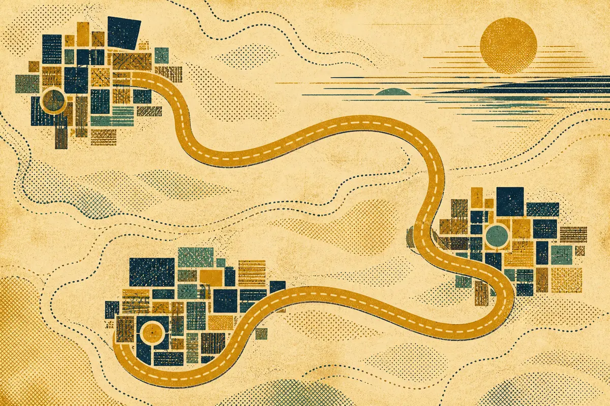 Abstract illustrated map composition for Mount Juliet, United States