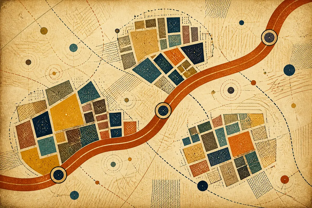 Abstract illustrated map composition for Mount Laurel, United States