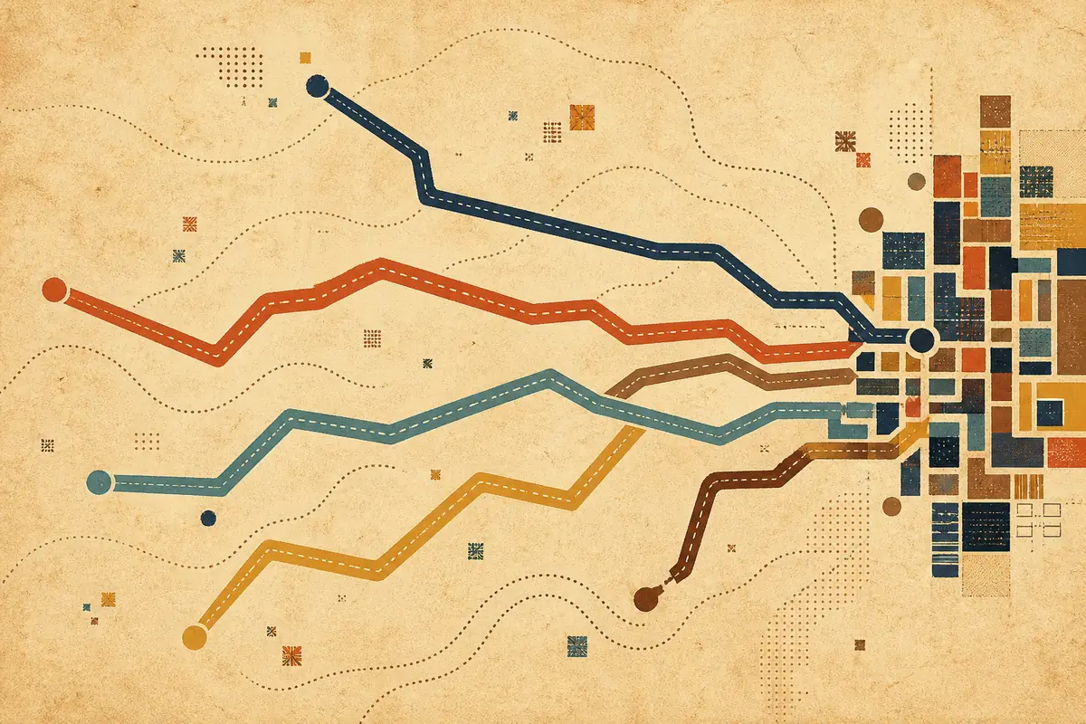 Abstract illustrated map composition for Mount Pleasant, United States