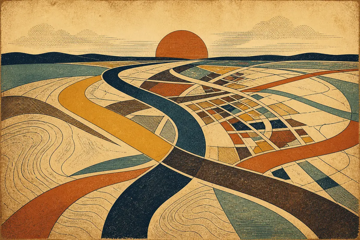 Abstract illustrated map composition for Mount Pleasant, United States