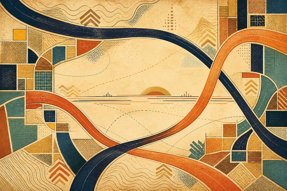 Abstract illustrated map composition for Mount Vernon, United States