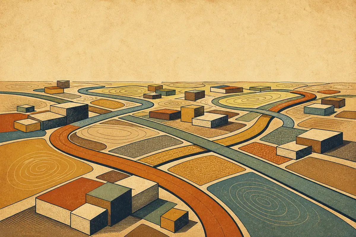 Abstract illustrated map composition for Mountain View, United States