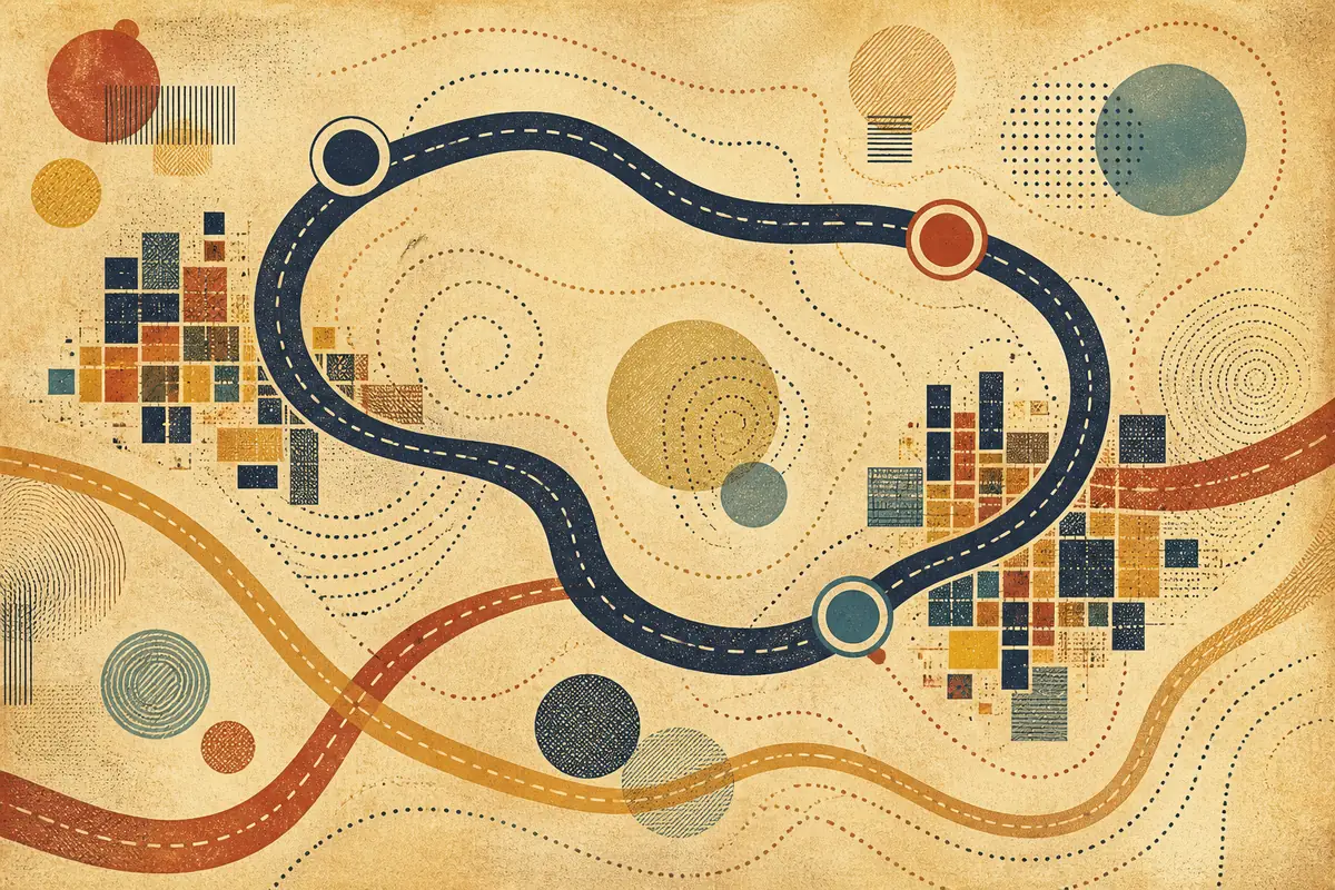 Abstract illustrated map composition for Mundelein, United States
