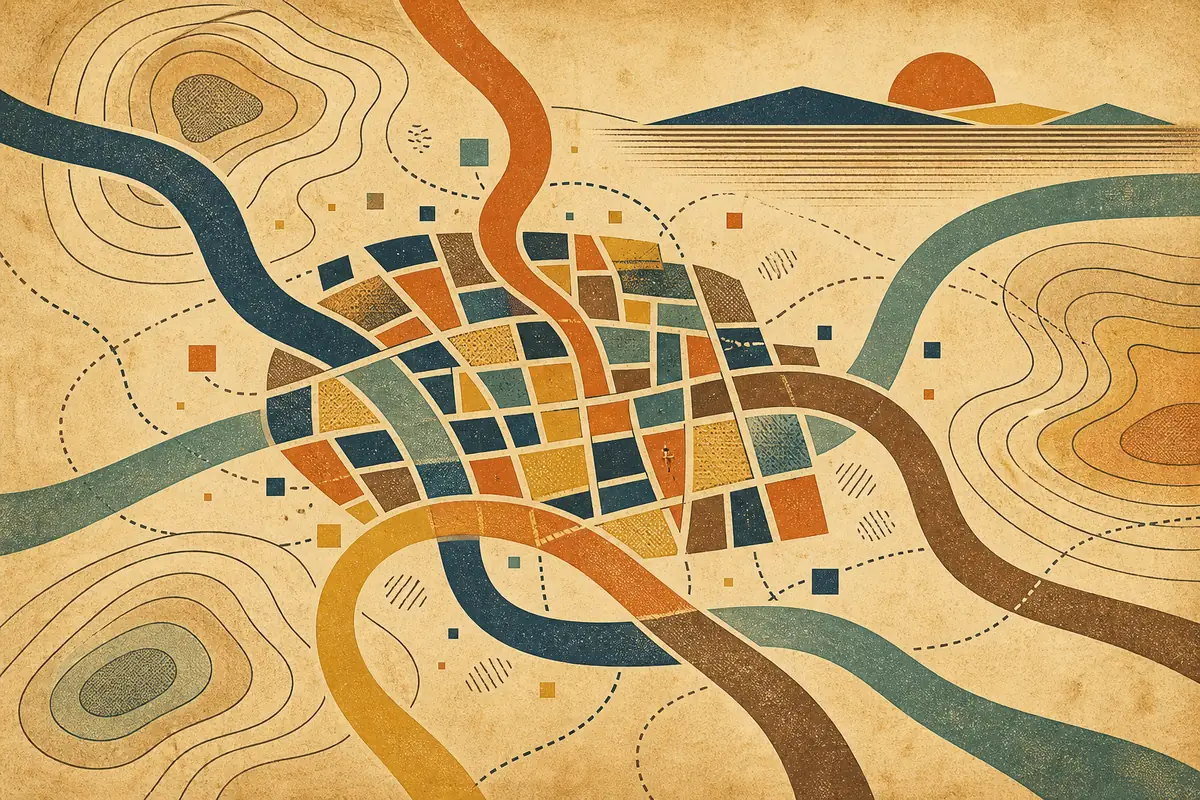 Abstract illustrated map composition for Murfreesboro, United States