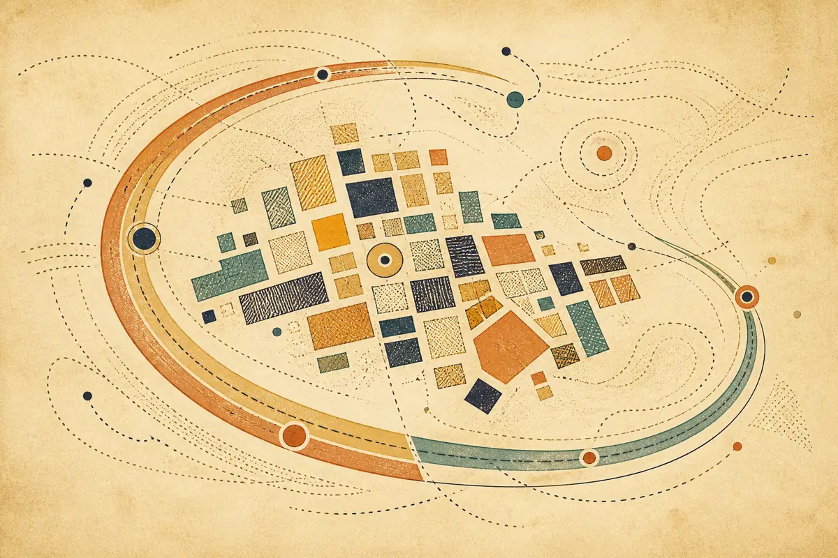 Abstract illustrated map composition for Murray, United States