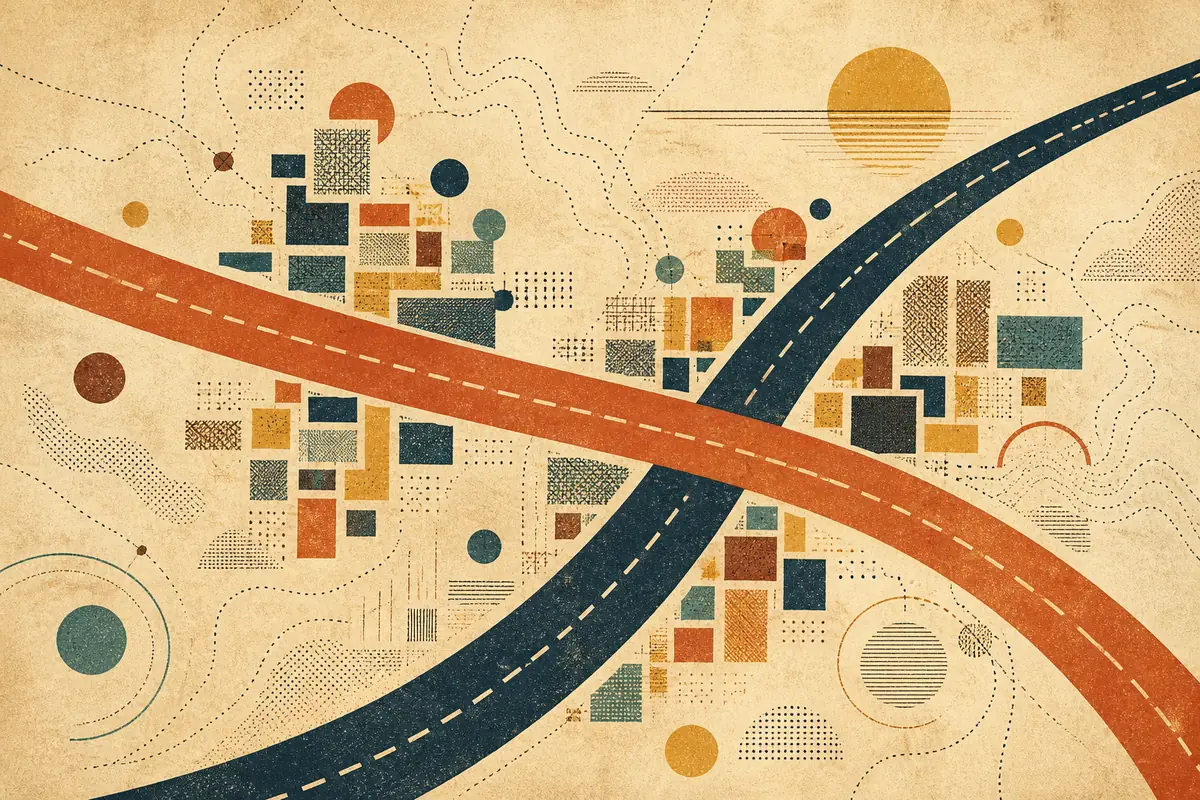 Abstract illustrated map composition for Muskogee, United States
