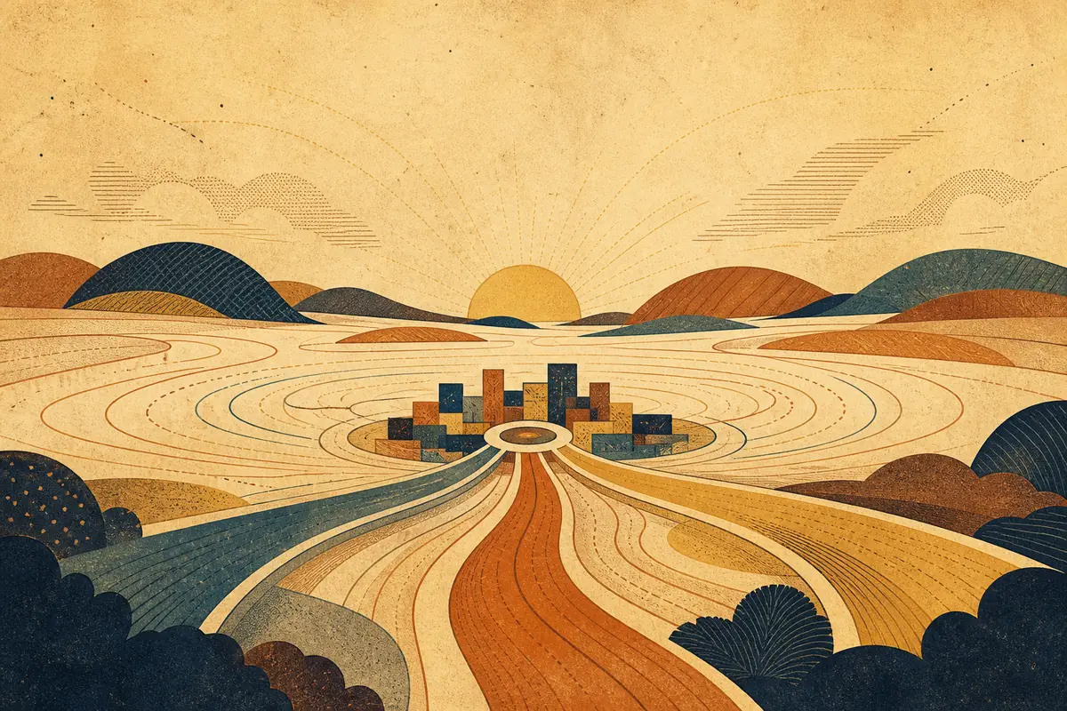 Abstract illustrated map composition for Naperville, United States