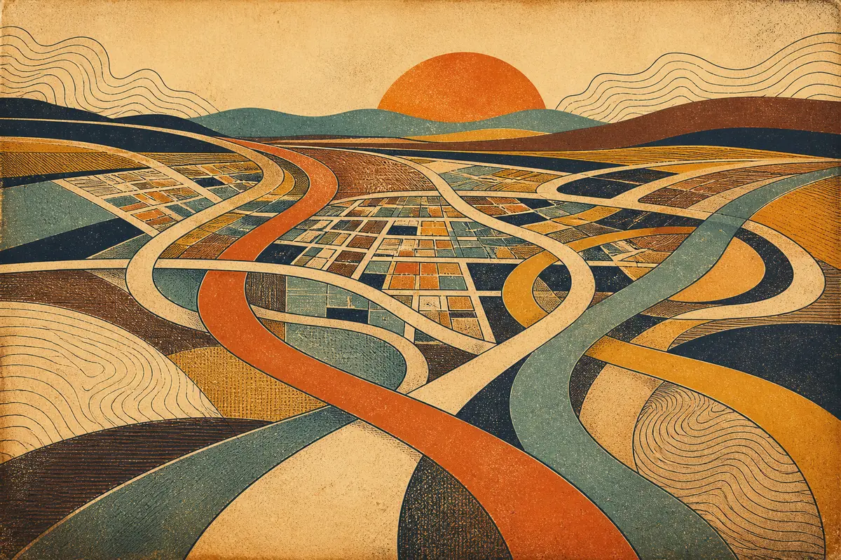 Abstract illustrated map composition for Nashua, United States
