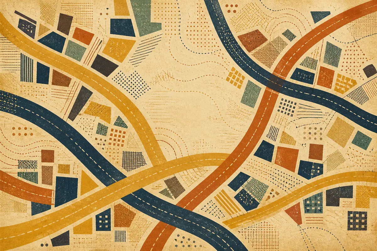 Abstract illustrated map composition for Natick, United States