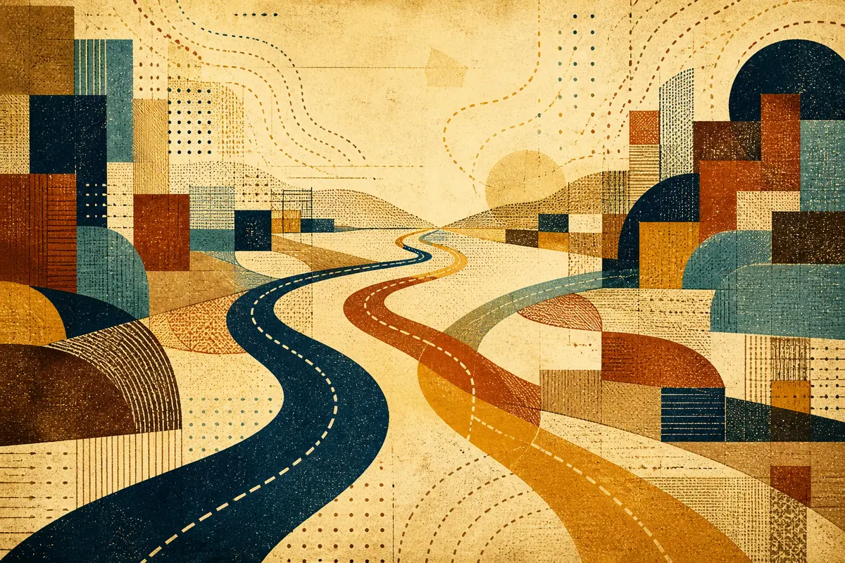 Abstract illustrated map composition for Naugatuck, United States