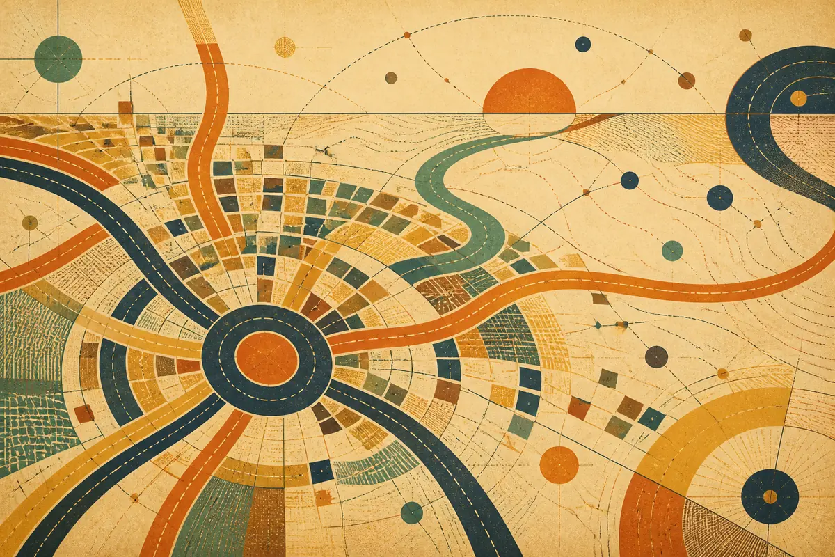 Abstract illustrated map composition for Navarre, United States