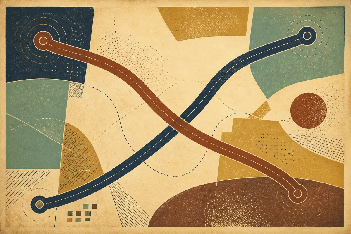 Abstract illustrated map composition for Needham, United States