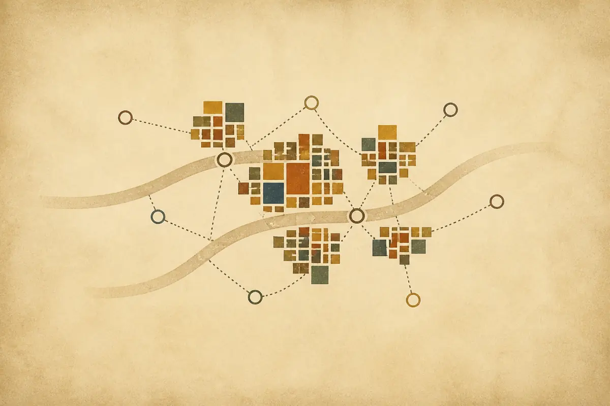 Abstract illustrated map composition for New Bedford, United States