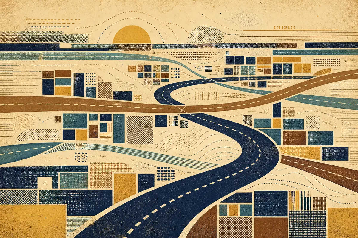 Abstract illustrated map composition for New Berlin, United States
