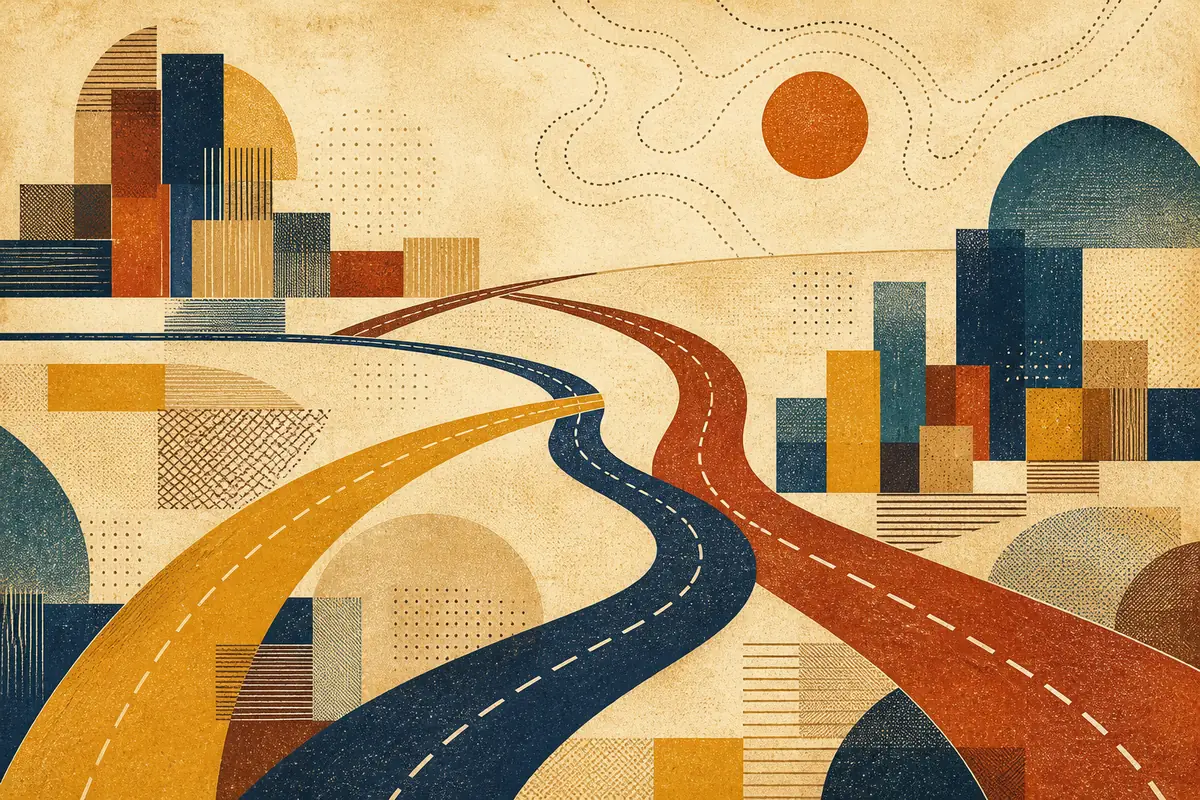 Abstract illustrated map composition for New Bern, United States
