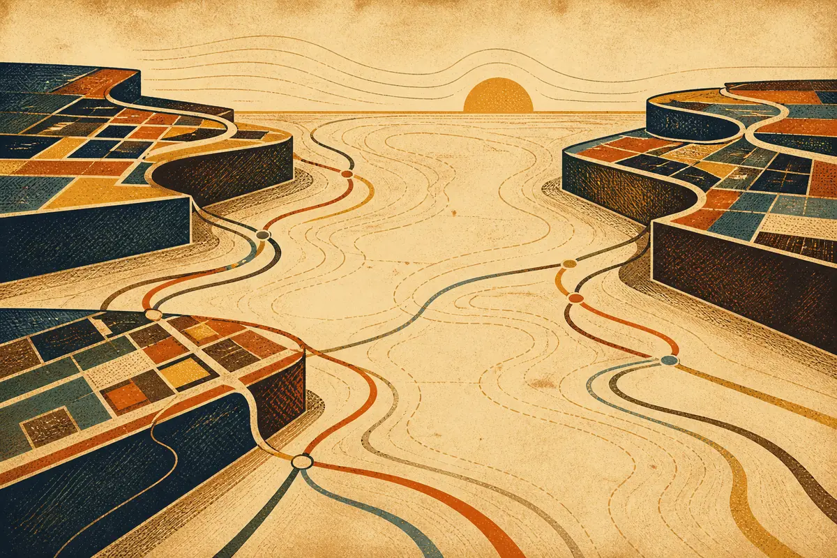 Abstract illustrated map composition for New Braunfels, United States