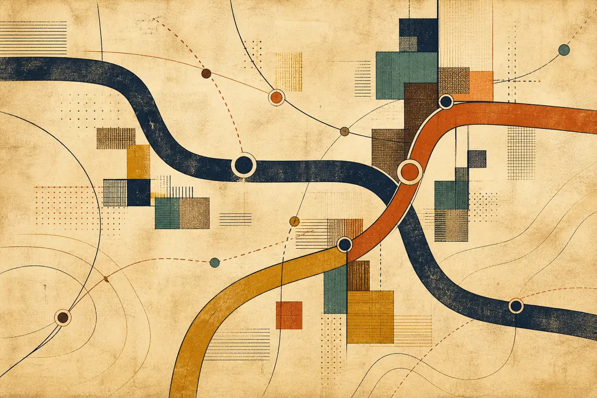 Abstract illustrated map composition for New Brunswick, United States