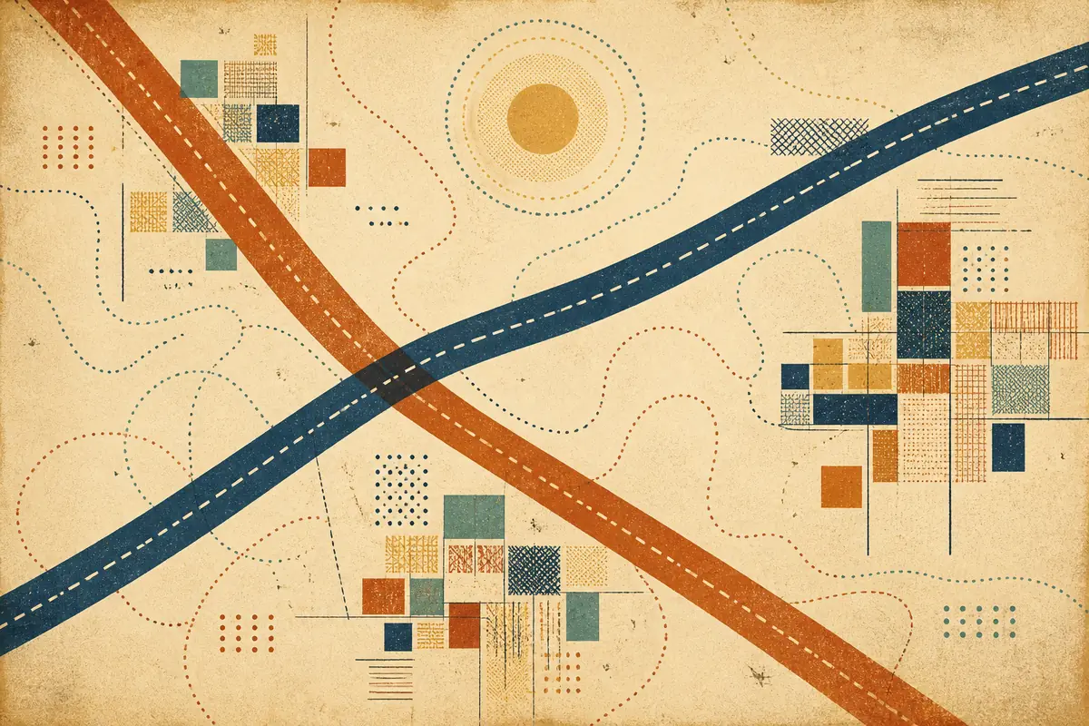 Abstract illustrated map composition for New City, United States