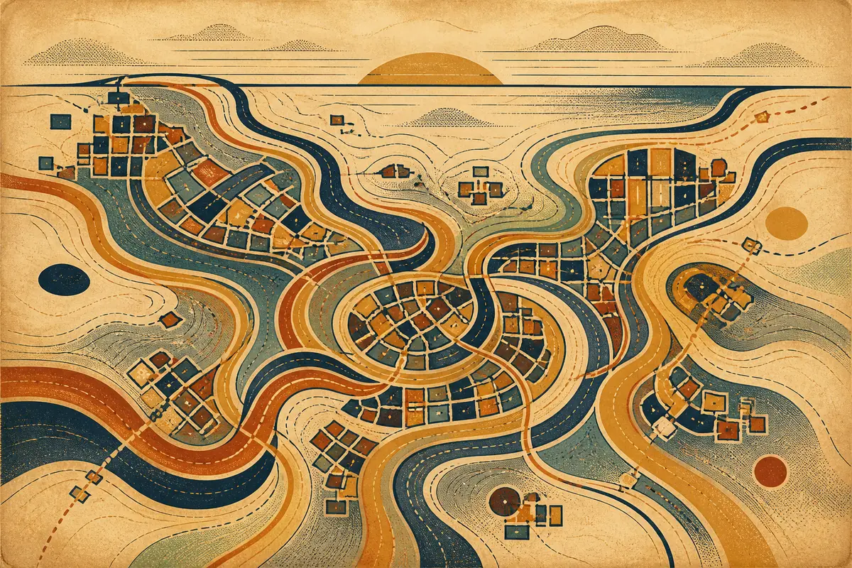 Abstract illustrated map composition for New Orleans, United States