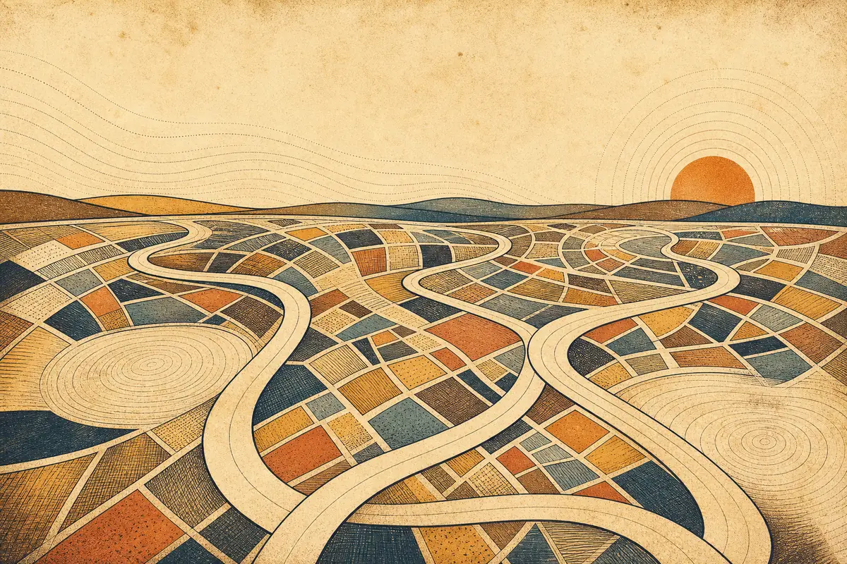 Abstract illustrated map composition for New Rochelle, United States
