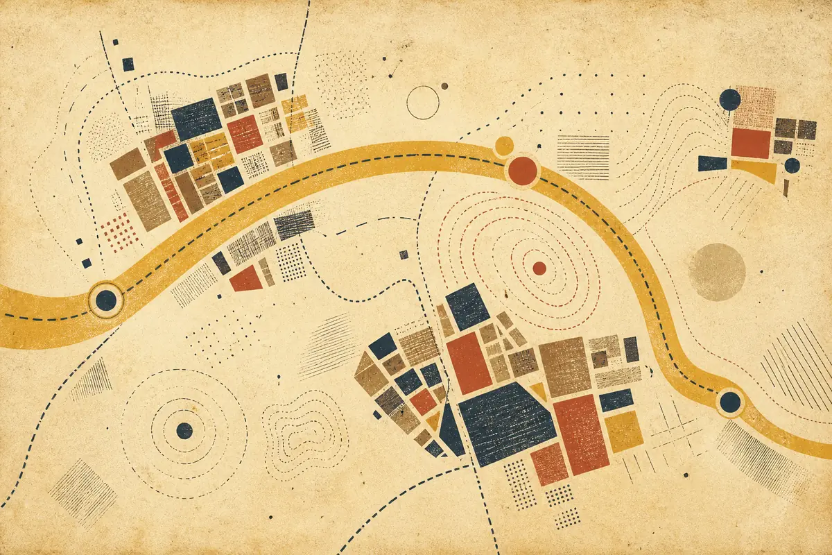 Abstract illustrated map composition for New Smyrna Beach, United States