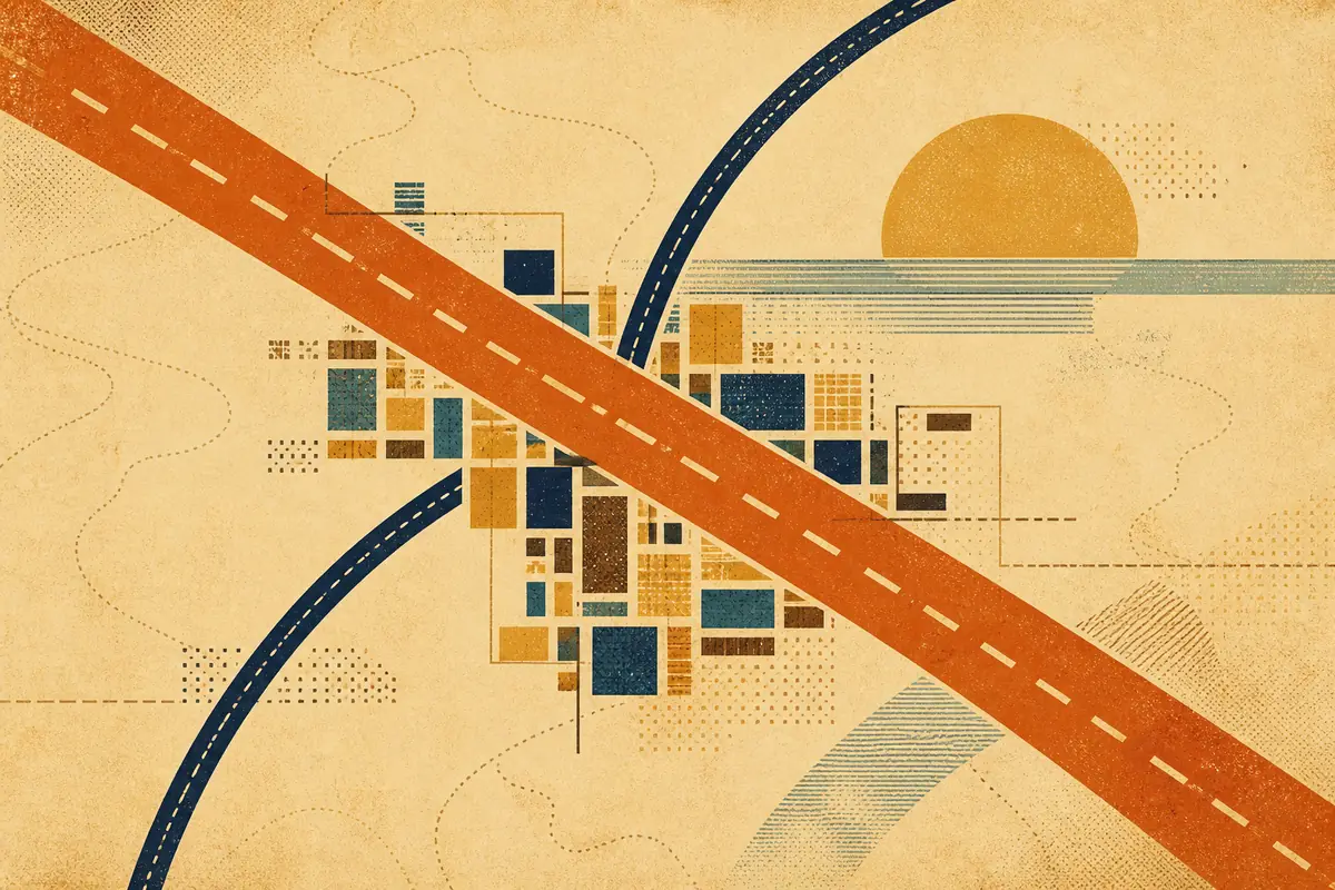 Abstract illustrated map composition for Newark, United States