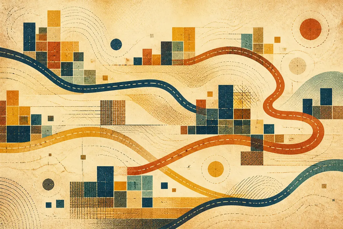 Abstract illustrated map composition for Newburgh, United States