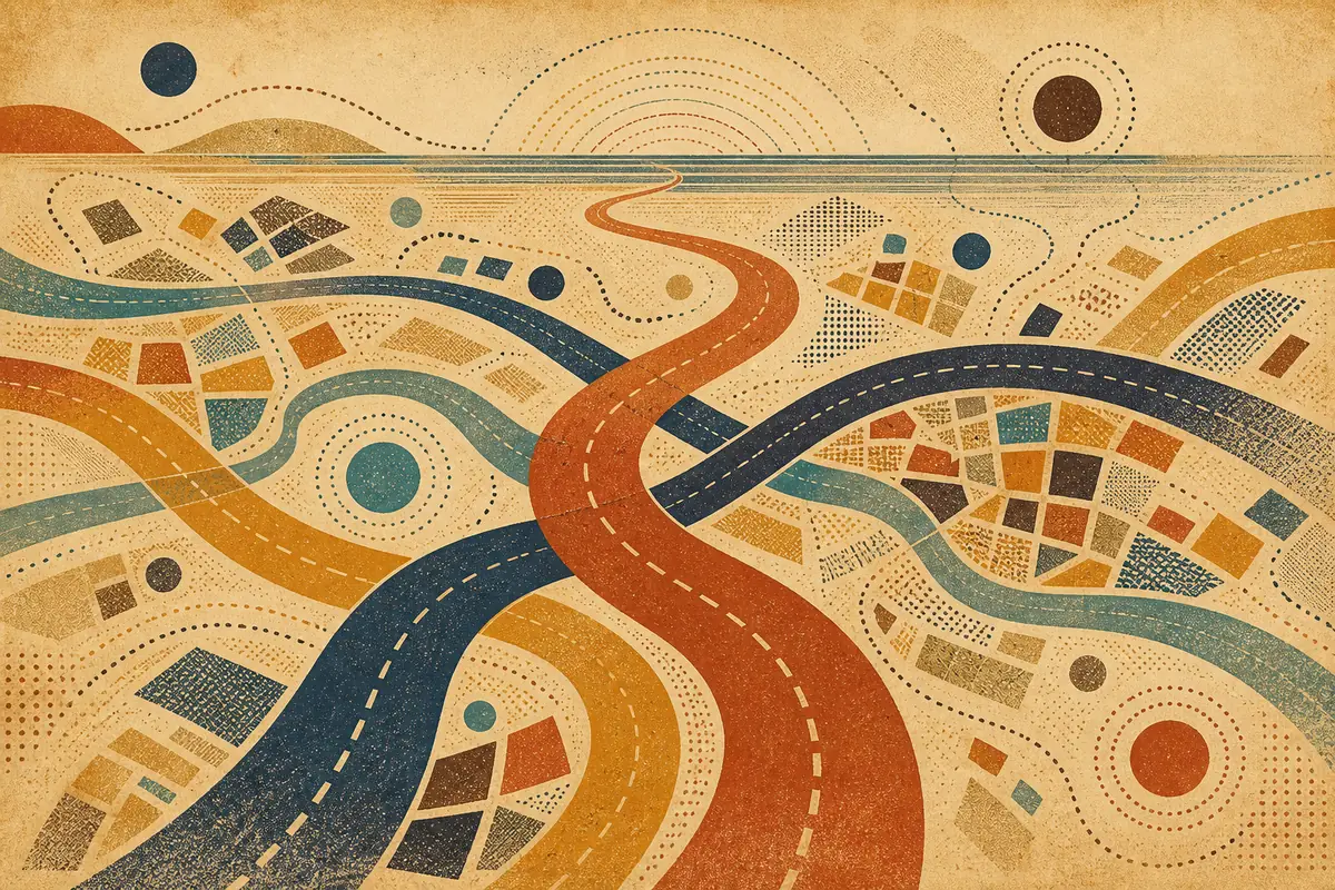 Abstract illustrated map composition for Newnan, United States