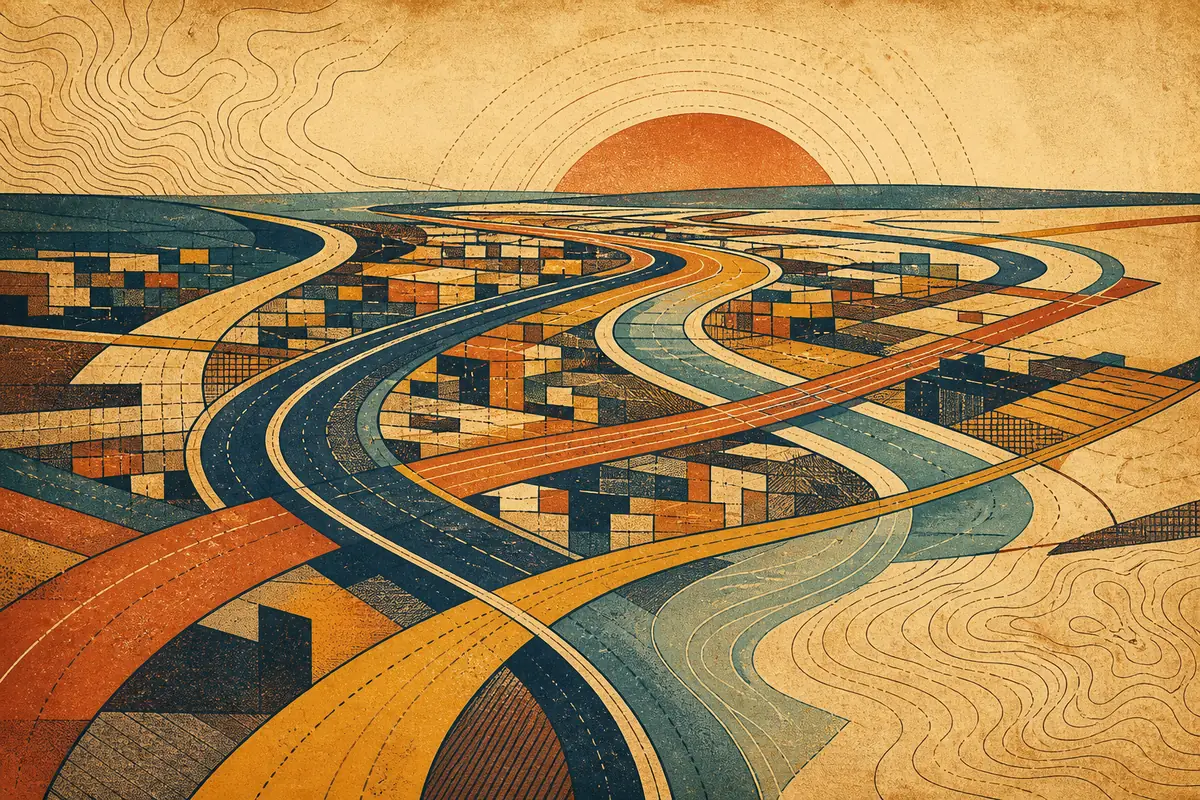 Abstract illustrated map composition for Newport News, United States