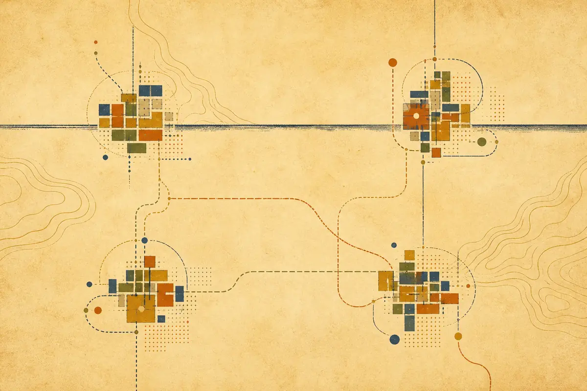 Abstract illustrated map composition for Noblesville, United States